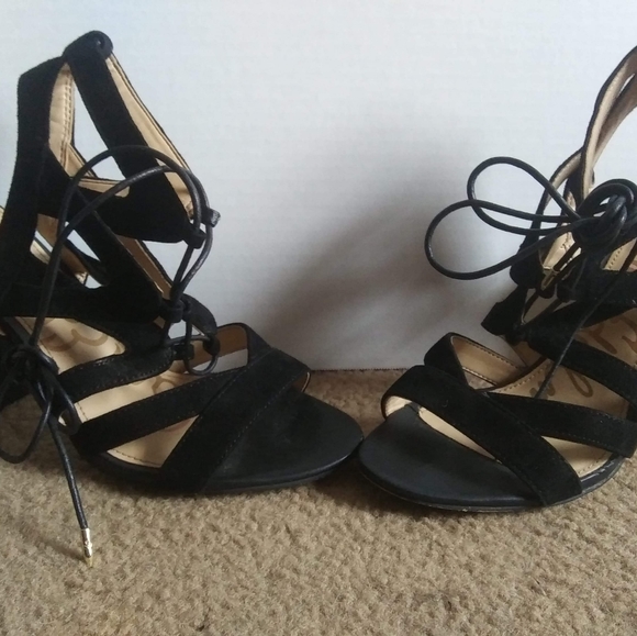 Sam Edelman Black Suede/Leather Heels - Picture 2 of 8